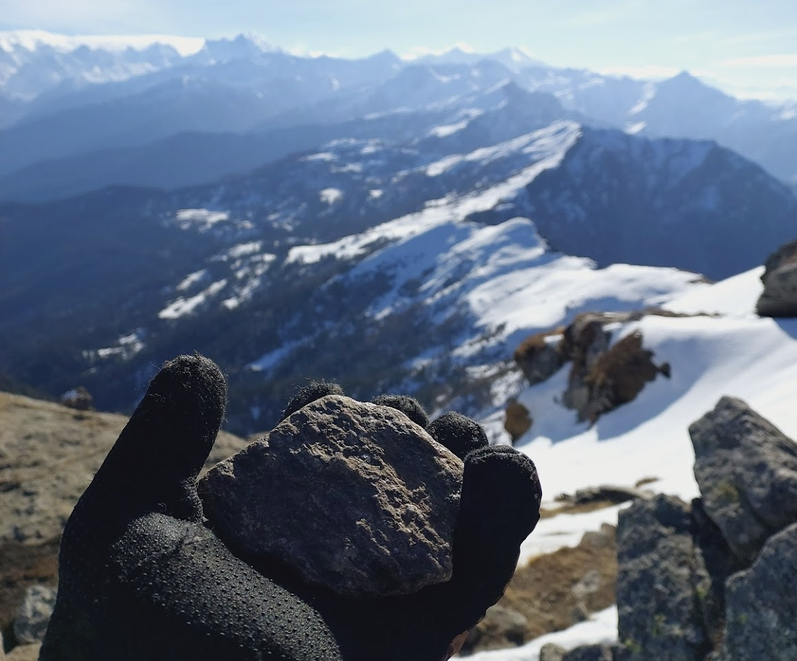 A souvenir rock was taken from the mountain.